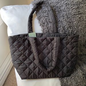 Black quilted tote